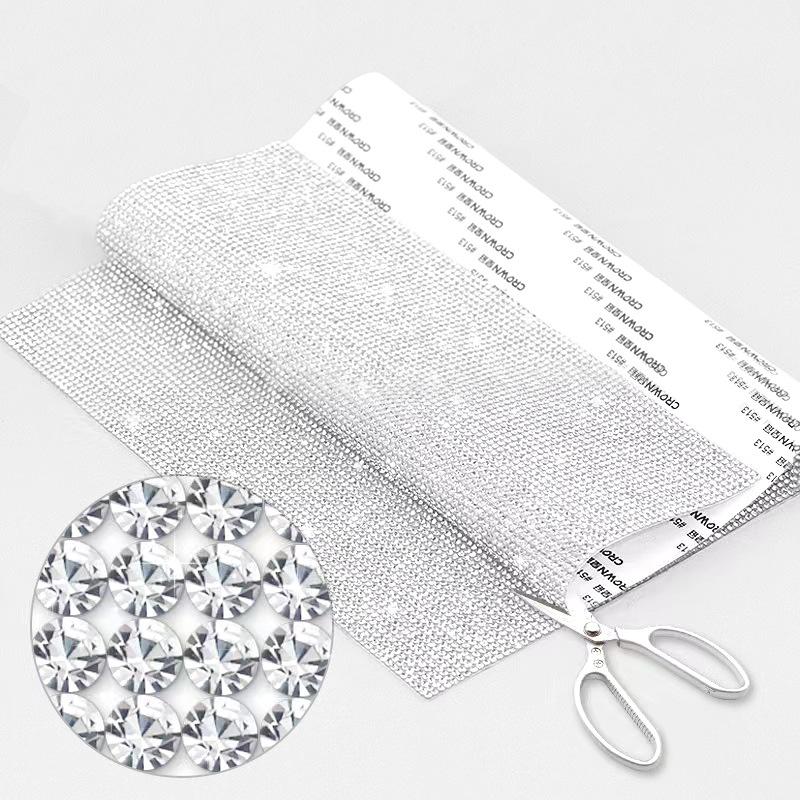 VC  SS6 8 Glass Crystal Eco-Friendly Self-Adhesive Rhinestone Sticker Flat Back Non-Hot Fix Rhinestone Sheet Mesh for