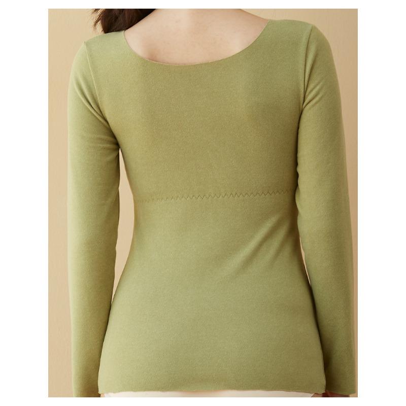 New Underwear Top with Chest Pad Women's Autumn Clothes Tight Winter Low-necked Bottoming Shirt
