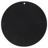 No-brand silicone pot mat heat-resistant anti-slip function black non-stick surface kitchen cooking utensil holder burn prevention table protection.