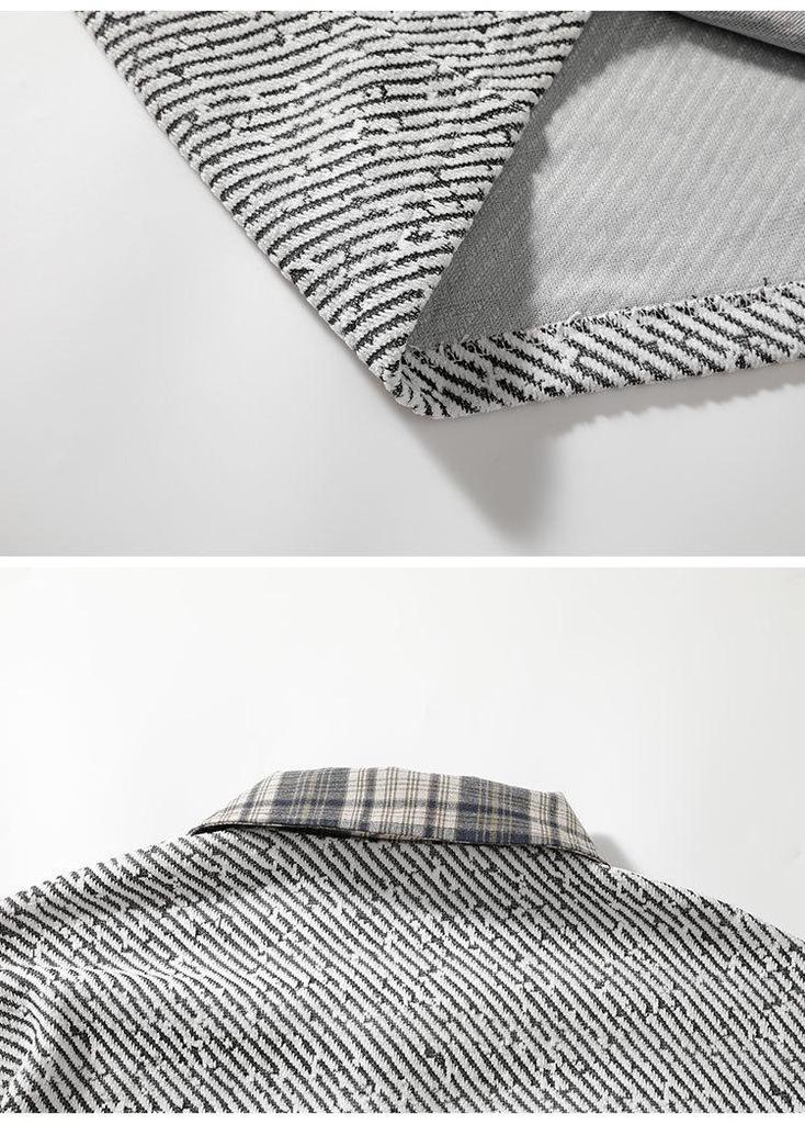 Men's Trendy Knit Polo Collar Plaid Patchwork Hoodie - Retro Style, Long Sleeve, Plus Size