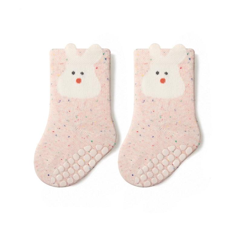 New Cotton Socks For Girls Rainbow Dot Short Style Anti-Slip Cartoon Children's Sock Boys Soft Infant Baby Socken High Quality