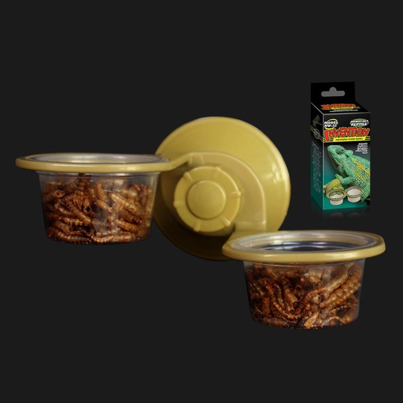 Reptile Water Dish Food Bowl Suction Cup Feeder Bowl Worm Anti-Escape Suitable for Gecko Tree for Frog Lizard Bearded Dr