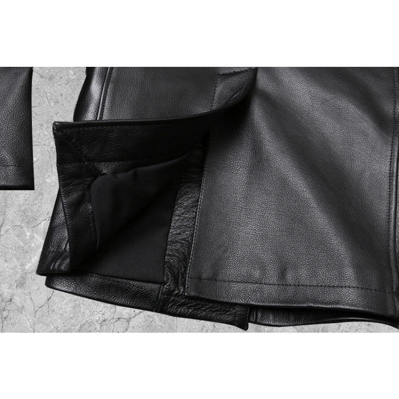 Čínská velikost Nová Pánská bunda z pravé kůže Pánská hovězí kůže Kabát Podzim Zima Pracovní Kabát Trench Styl Dvouřadé oblečení