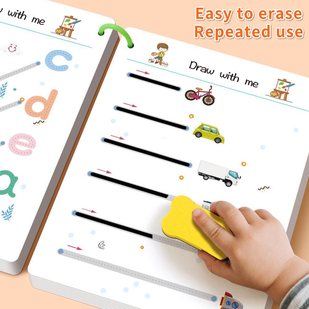 32 Page Reusable Magic Practice Notebook Set Magical Tracing Workbook Montessori Educational Books for Children Pen Control Learning Writing Skills