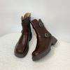 Retro British style platform Martin boots women's 2025 winter new belt buckle knight boots medium tube versatile thin boots