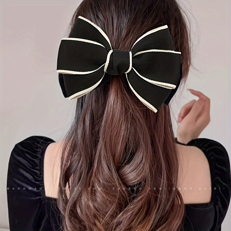 Eleganter schwarzer Schleifen-Haarclip im französischen Stil, Polyestermaterial, Süßes Haaraccessoire für Frauen und Teenager, Mode-Haaraccessoires