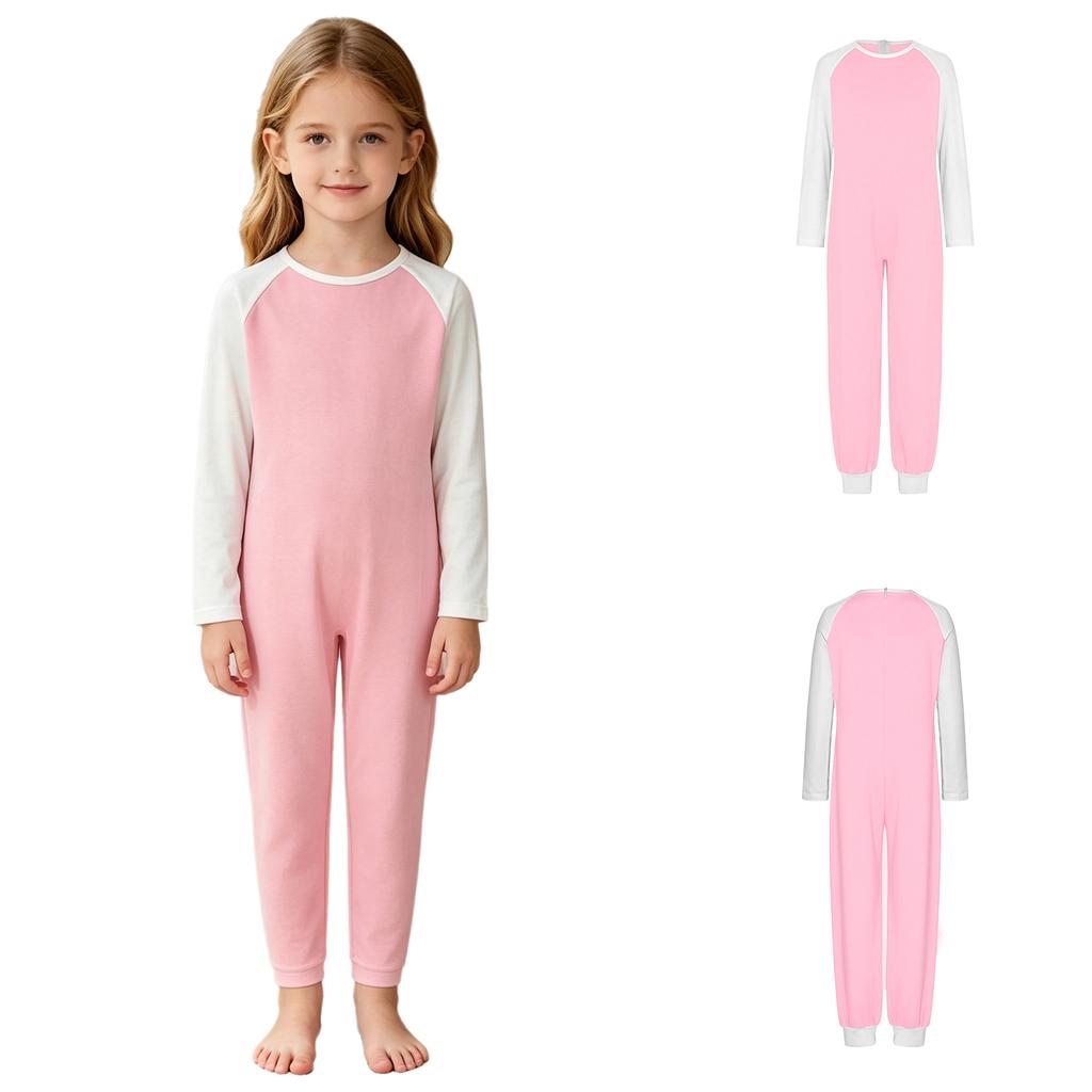 Mono Adaptativo Unisex para Niños con Necesidades Especiales, Bloque de Color, Cuello Redondo, Manga Larga, Espalda Anti-Tirones, Cremallera Trasera Invisible, Body para el Cuidado Diario