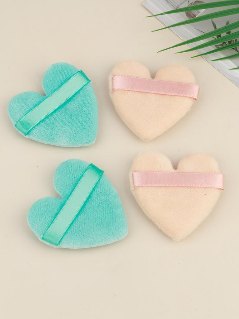1 Pcs Loose Powder Puff, Face Soft Heart Shape Puff Blender Beauty Makeup Tool Short Plush