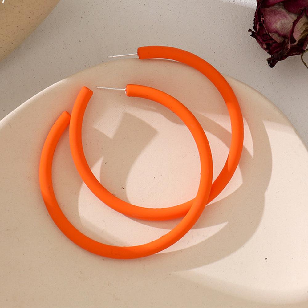Personality Simple Candy Color Geometric C-shaped Round Earrings Hoop Earrings Women Jewelry
