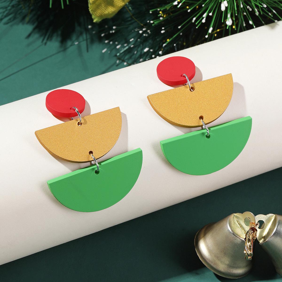 

Festive Red, Gold & Green Geometric Acrylic Women s Drop Earrings
