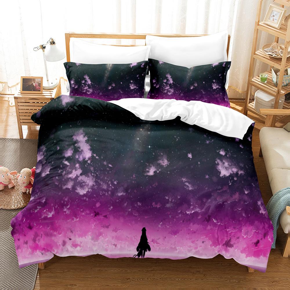 3D Cartoon Anime Bedding Set Cartoon Beauty Quilt and Pillowcase 2/3 Pieces AU140 * 210 Full Size Luxury Washable Home Textile Home Gift