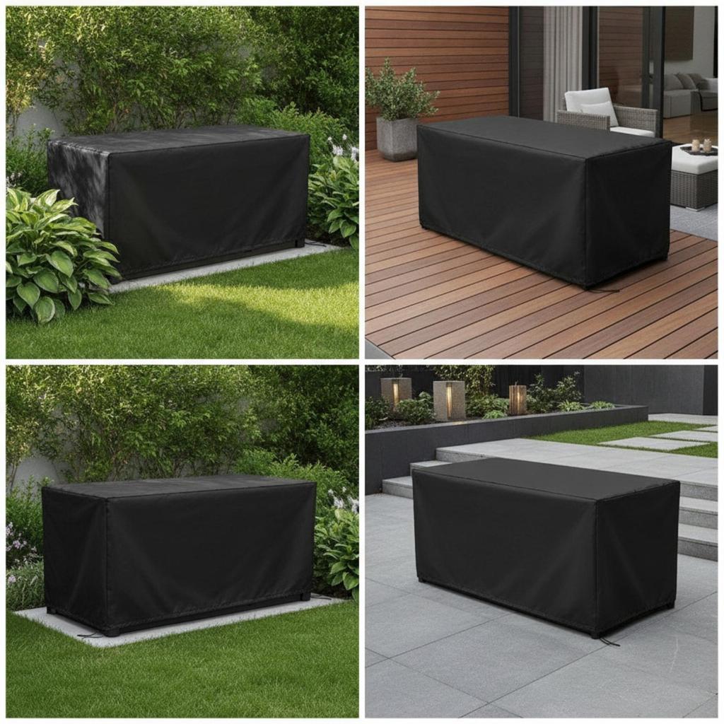 Rectangular Outdoor Storage Box Slipcover Tailored Deck Cover with