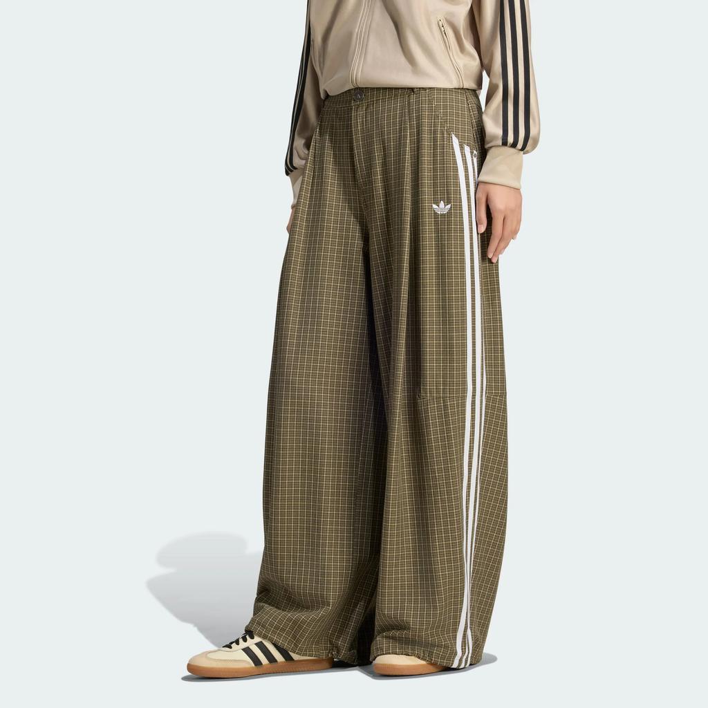 adidas Pantaloni Casual Sportivi a Quadri Larga Vestibilità a Strisce Vintage Donna pantaloni LE8308