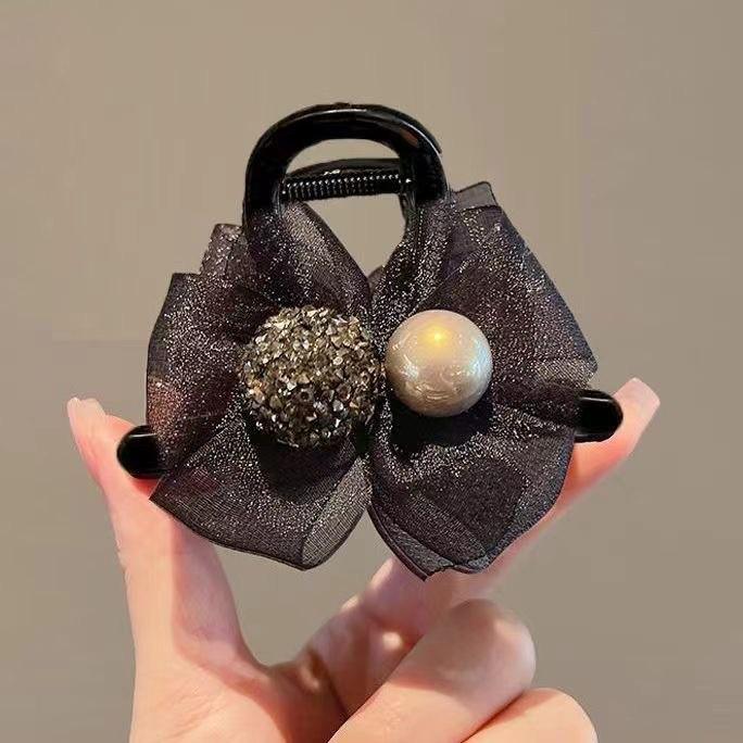 Korean Style Net Yarn Flower Claw Clip for Women's Updo - High-End Sweet French Hair Accessory