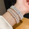 Pearl Rhyme Double Layer Luxury French Retro Pearl Elastic Bracelet for Women