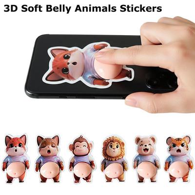 Pegatinas Adhesivas 3D Hinchadas de Animales Lindos, Pegatinas Decorativas 3D Suaves y Adorables de Animales con Barriga para Funda de Teléfono, Scrapbooking, Decoración DIY