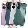 Glass Door For Huawei Honor 50 Battery Cover Hard Back Lid Rear Housing Panel With Camera Lens Sticker Adhesive Glue LOGO
