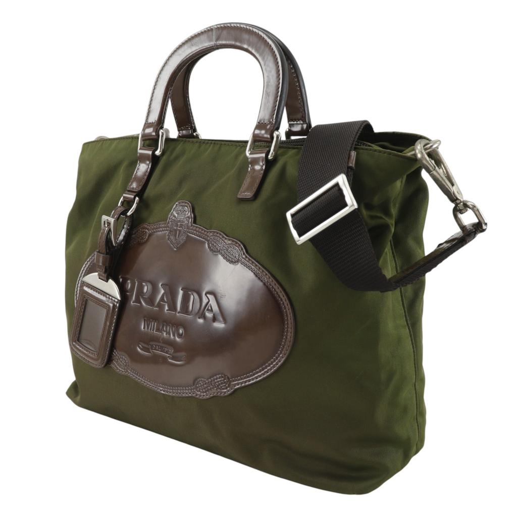 Prada 2WAYShoulder Handbag BN1107 Khaki Nylon Women Used
