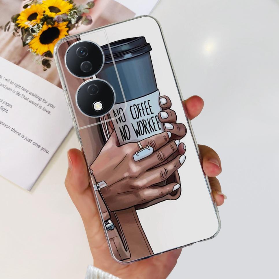 For Cover Honor X7b 5G Case For Honor X8B 4G Love Heart Women Fashion Luxury Pattern Housing Etui Huawei HonorX8b Soft Clear TPU
