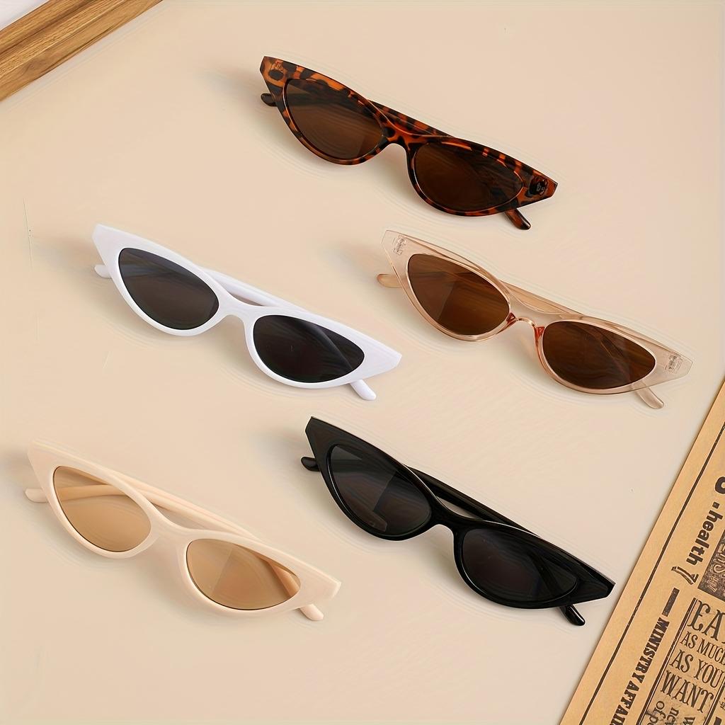 2/5pcs Small Cat Eye Sunglasses Women Cute Skinny Cat Eye Eyewear Retro Vintage Narrow Cateye Sunglasses Set