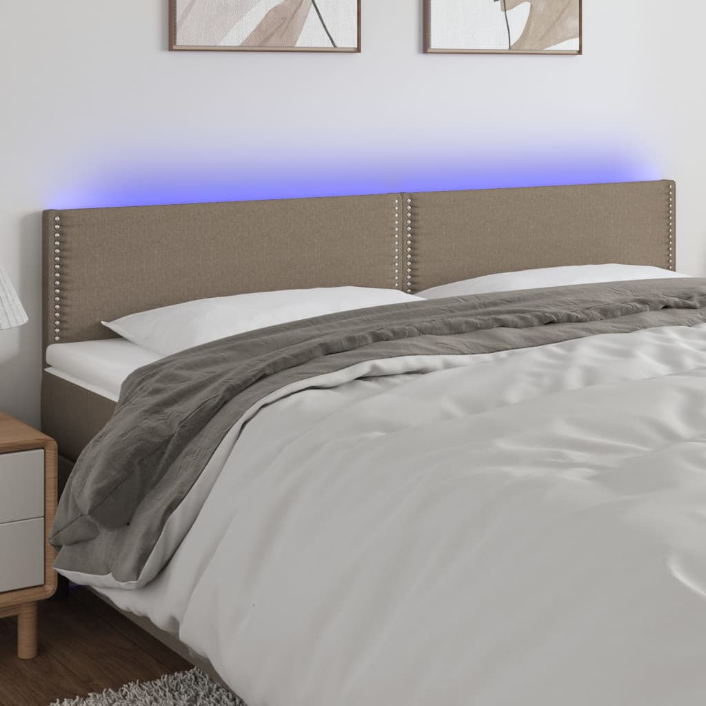 Vidaxl Zagłówek Do Łóżka Z Led, Taupe, 180X5X78/88 Cm, Tkanina