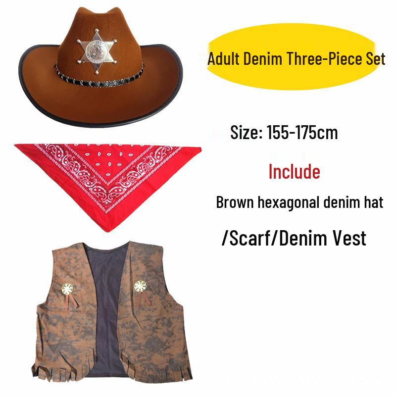 Western Cowboy Halloween Costume Set for Adults & Children - Perfect for Parent-Child Performances