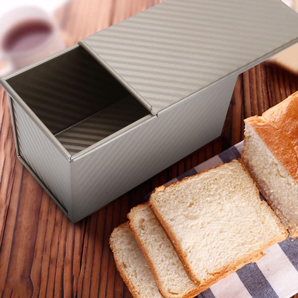 Baking Mold Bread Box Bread Mold Box Golden Household Non‑Stick Bakeware Baking Mold with Cover Kitchen Supplies Bread Mold