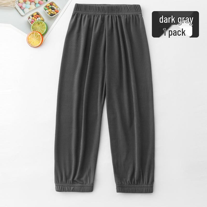 Children's Ice Silk Casual Sports Pants - Candy Color Elastic Ankle, Mosquito-Proof Sleepwear for Boys & Girls
