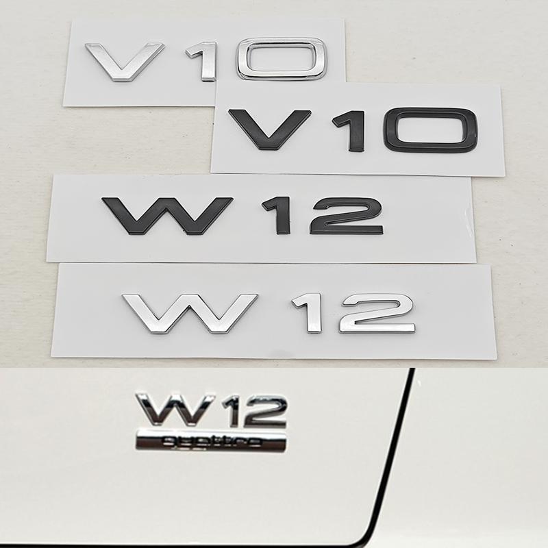 3D ABS Logo V10 W12 pro auto Zadní znak na kufr Boční nálepky na blatník Pro Audi A6 A8 Q8 Q7 SQ7 SQ8 S7 S8 Autopříslušenství