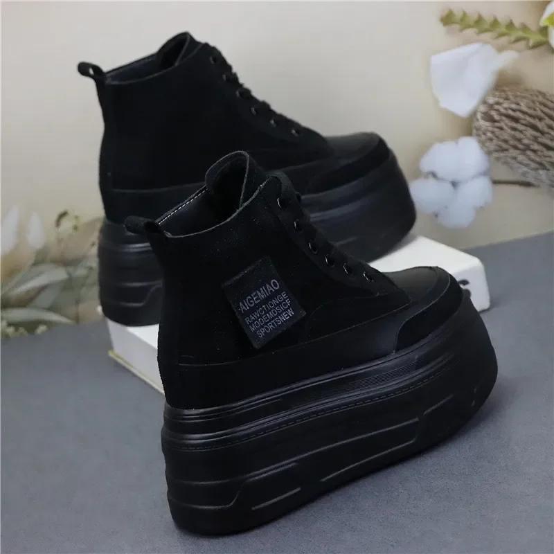 Mode High Top Sneakers Schuhe Plateau Frau 2025 Tennis Damen Neu Dicke Sohle Casual Trainer Freizeit Schnürschuhe