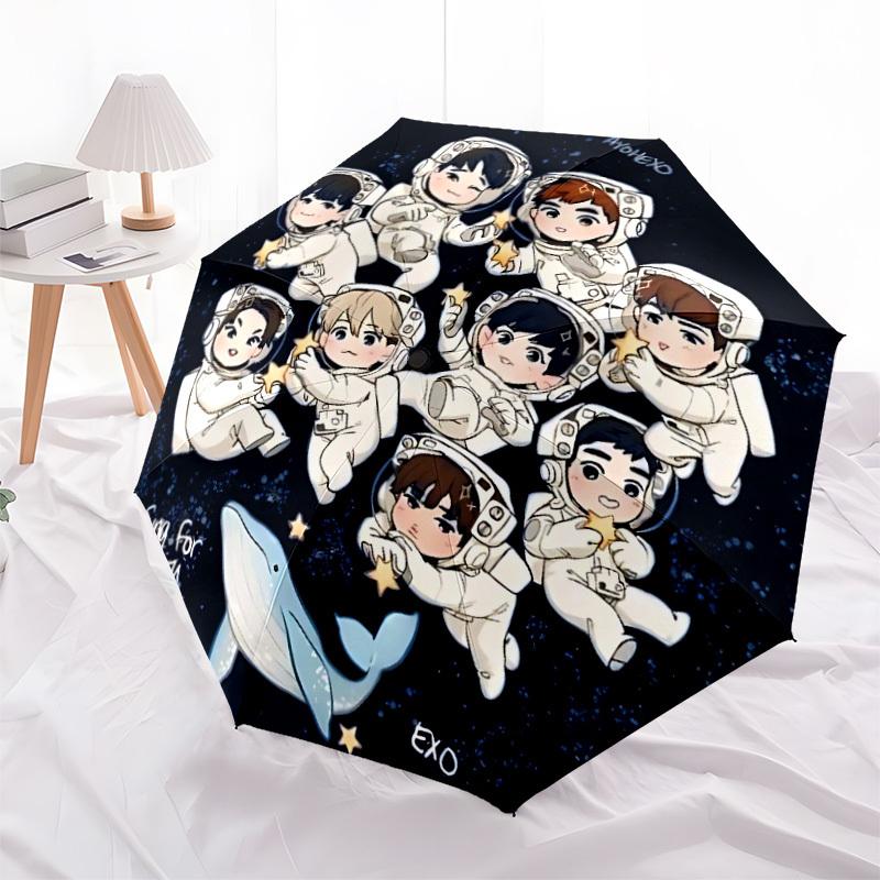 1pc EXO Automatic Folding Umbrella - Compact 8-Rib Design, Durable Plastic & Iron, Lightweight for Outdoor Daily Use,  a0929185