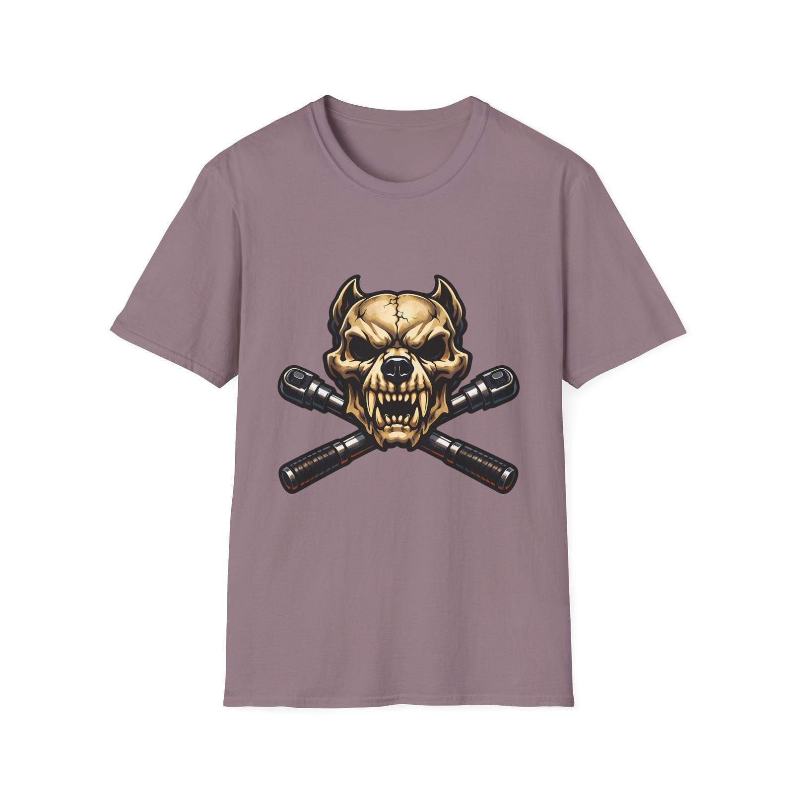 Pitbull Skull Mechanic Fantasy Garage Tools Bars Unisex Softstyle T-Shirt S