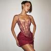 European Style Lace Patchwork Bodycon Dress - Strappy, Waist-Cinched Skirt