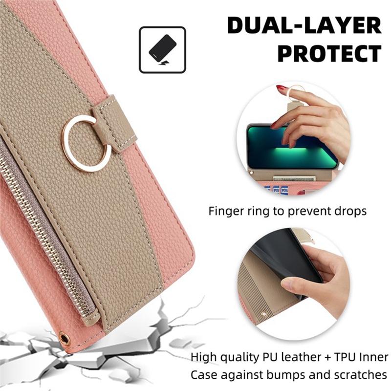 For Samsung Galaxy S23 Ultra Case Zipper Pocket Phone Cover with Shoulder Strap