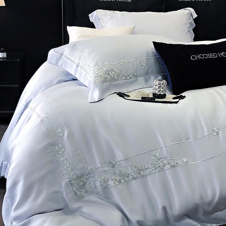 Lenzing Tencel Ice Silk Embroidered Four-Piece Luxury Bedding Set for Girls