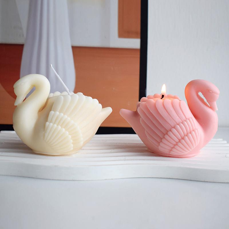 3D White Swan Silicone Candle Mold DIY Animal Bird Soap Resin Plaster Making Chocolate Cake Baking Supplies Wedding Decoration