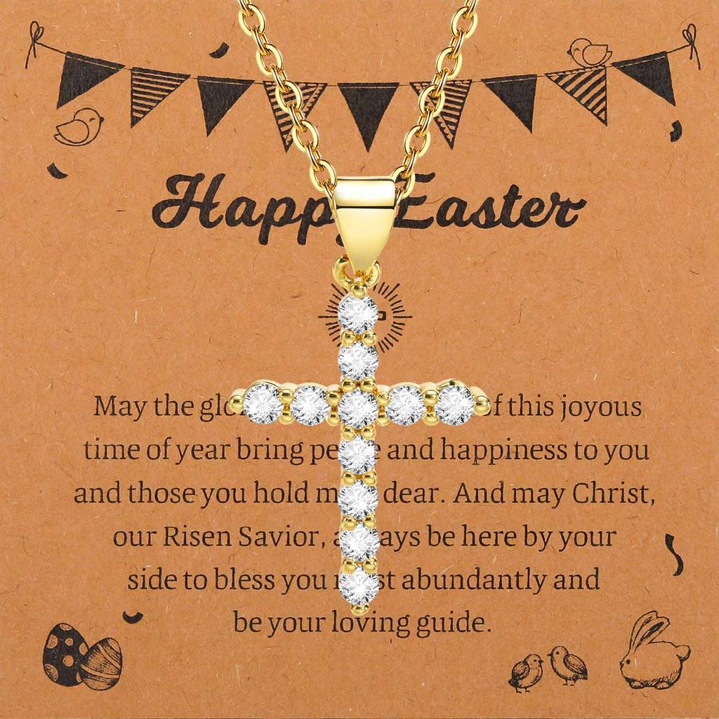 Cross Necklace for Women, Baptism First Holy Communion Confirmation Easter Gifts Teenage Christmas Gift for Mom Nephew