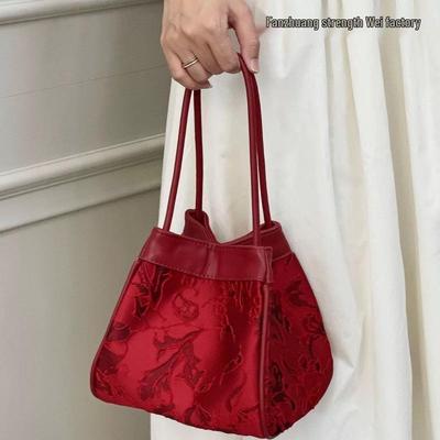 Borsa a mano da sposa Jinxiu Guofeng Ricamata Rossa