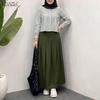 Women Long Sleeve Stripe Blouse and Long Skirts Casual Two Piece Suit Sets