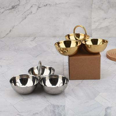 304 Stainless Steel Snack Bowl Round Bowl Circle Ring Handle Fruit Plate Rust-proof Multi-functional Appetizer Platter