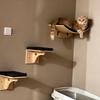 Wall Mounted Wooden Cat Shelves Cat Climbing Perch with Cushion Cat Wall Furniture Scratching Post for Indoor Cats Climbing