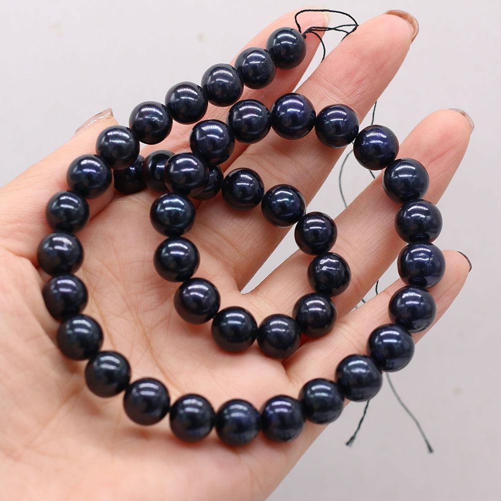 

1String, Round Natural Freshwater Pearls, 9-10mm Black Pearl Beads for Jewelry Making DIY Crafts, Birthday Wedding Gifts, 36cm 1String/9-10mm-36cm чорний