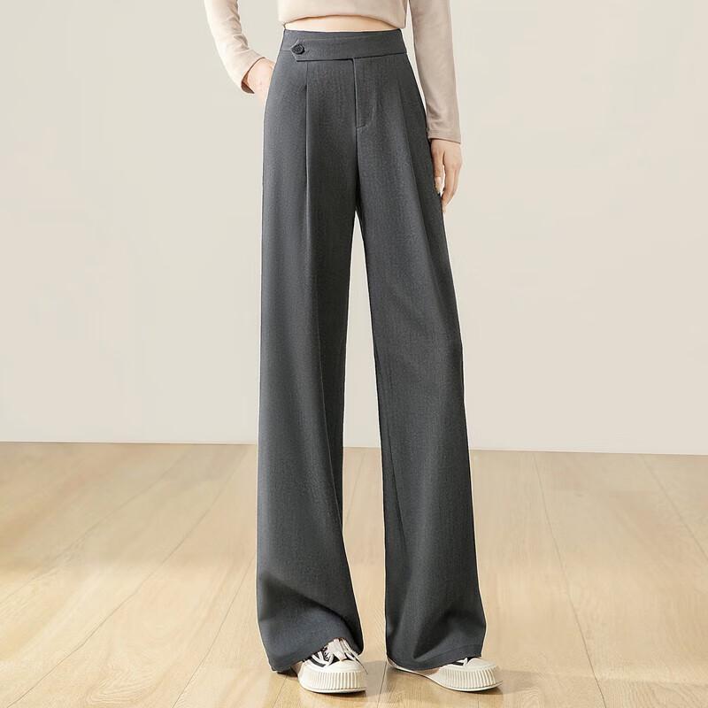 Siboer Women's Draped High-Waist Wide-Leg Commuter Pants