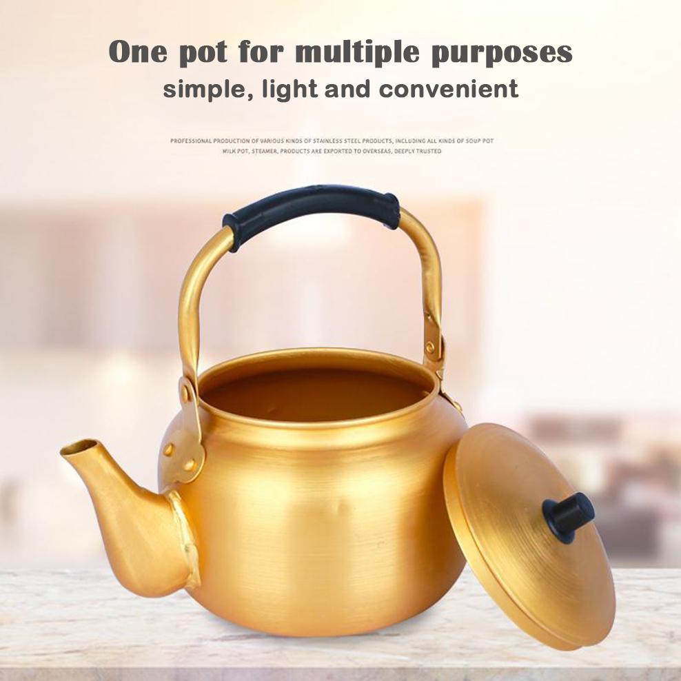 Korean style yellow aluminum kettle, Warm wine pot for home, Large capacity teakettle, Gas boiling water pot for kitchen, 3L/4L