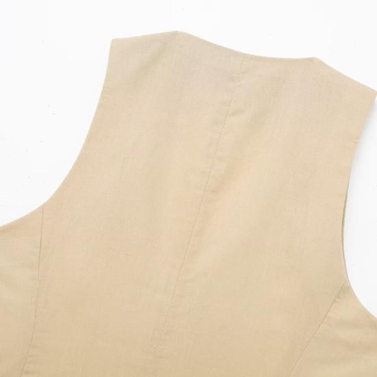 Yousheng Women's Vest Top V Neck Single Breasted Sleeveless Coat Casual Waistcoat with Pockets Ladies Dressy Vest Jacket