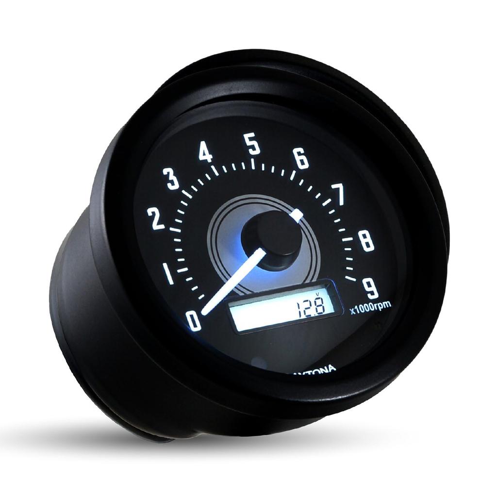 Daytona Motorcycle Tachometer Electric Voltmeter VELONA Black LED 9000rpm Display 44203 Body/White 60