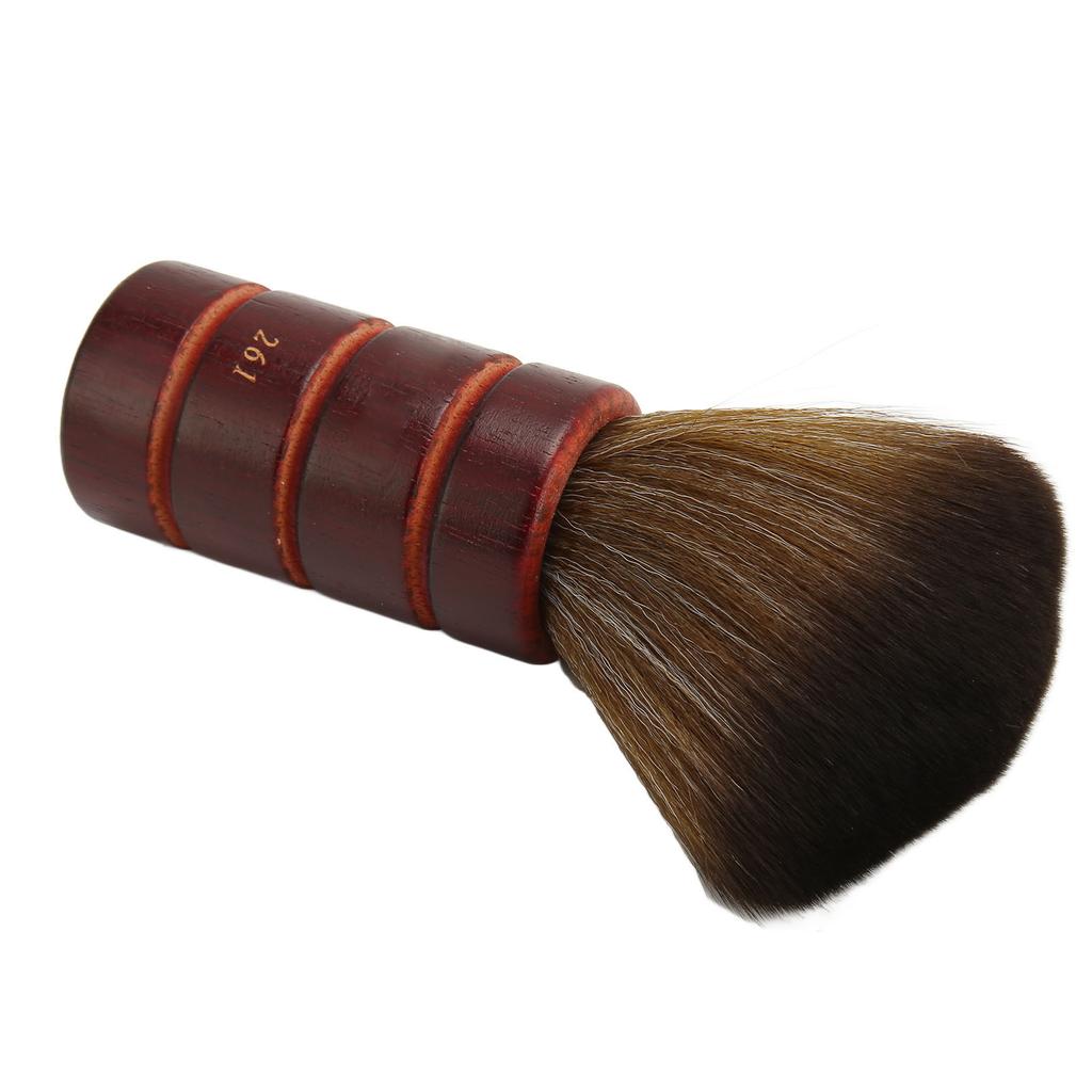 Wooden Face Duster Brush Lightweight Professional Cleaning Neck Duster Brush for Barber Shop Brown