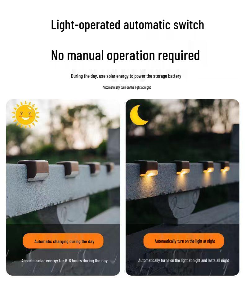 Solar Waterproof Outdoor Step Lights for Gardens, Courtyards, Railings, and Fences