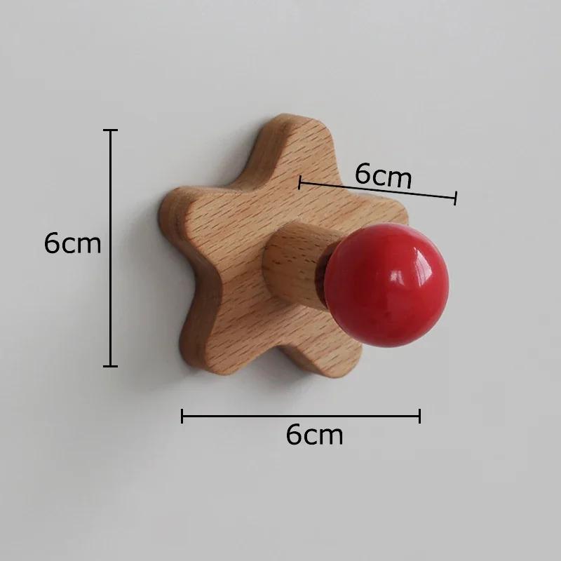 Five-pointed Star Wood Hook Clothing Hat Hooks Wall-mounted Storage Hanging Hooks Wall Storage Holder Decorative Shelves