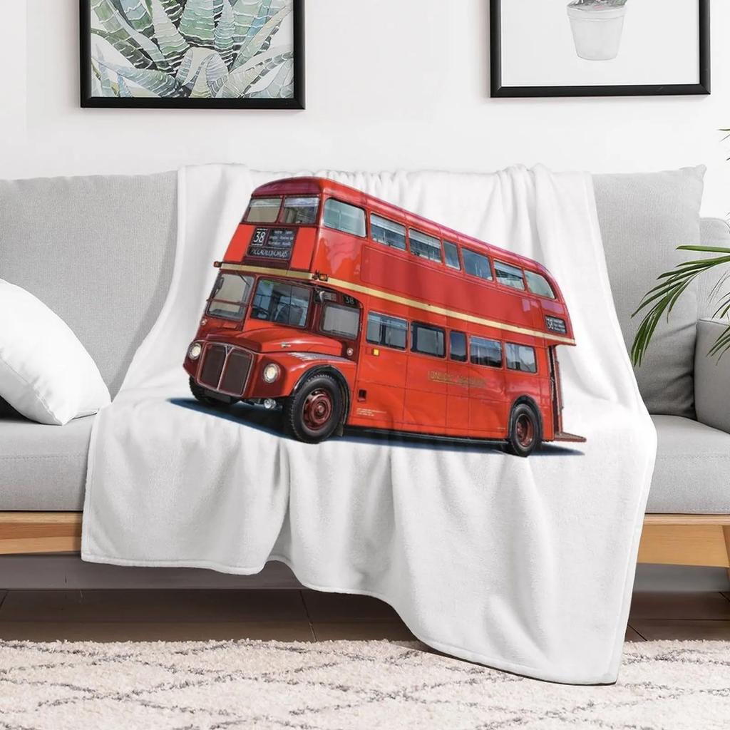 London Bus Throw Blanket Warm Flannel Blanket for Couch Chair Bedroom